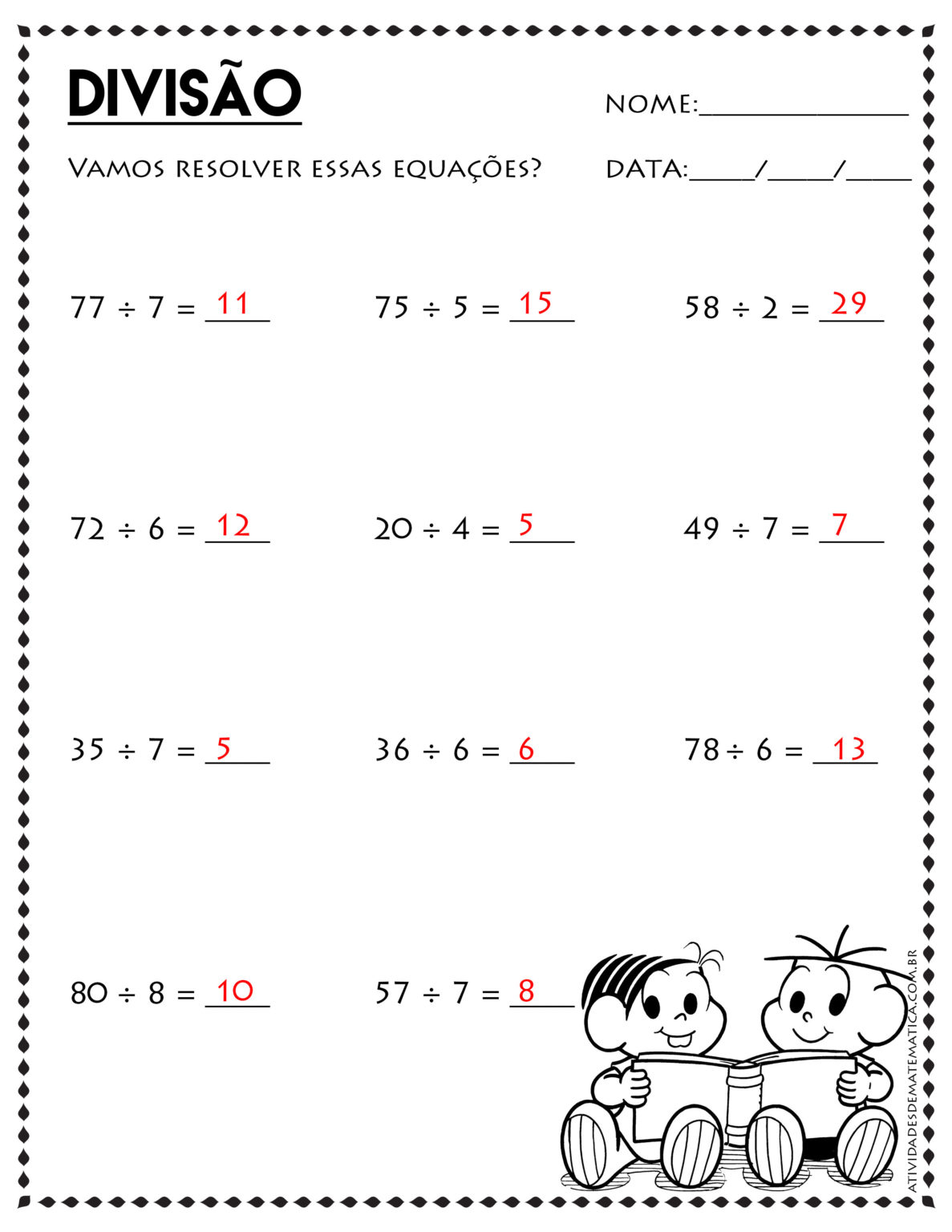 Divisao 4 Ano Com Resposta - FDPLEARN