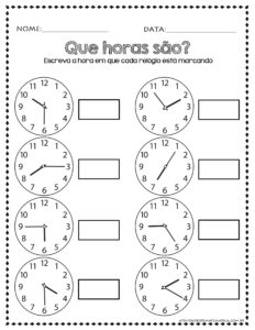 Atividade Que Horas São?