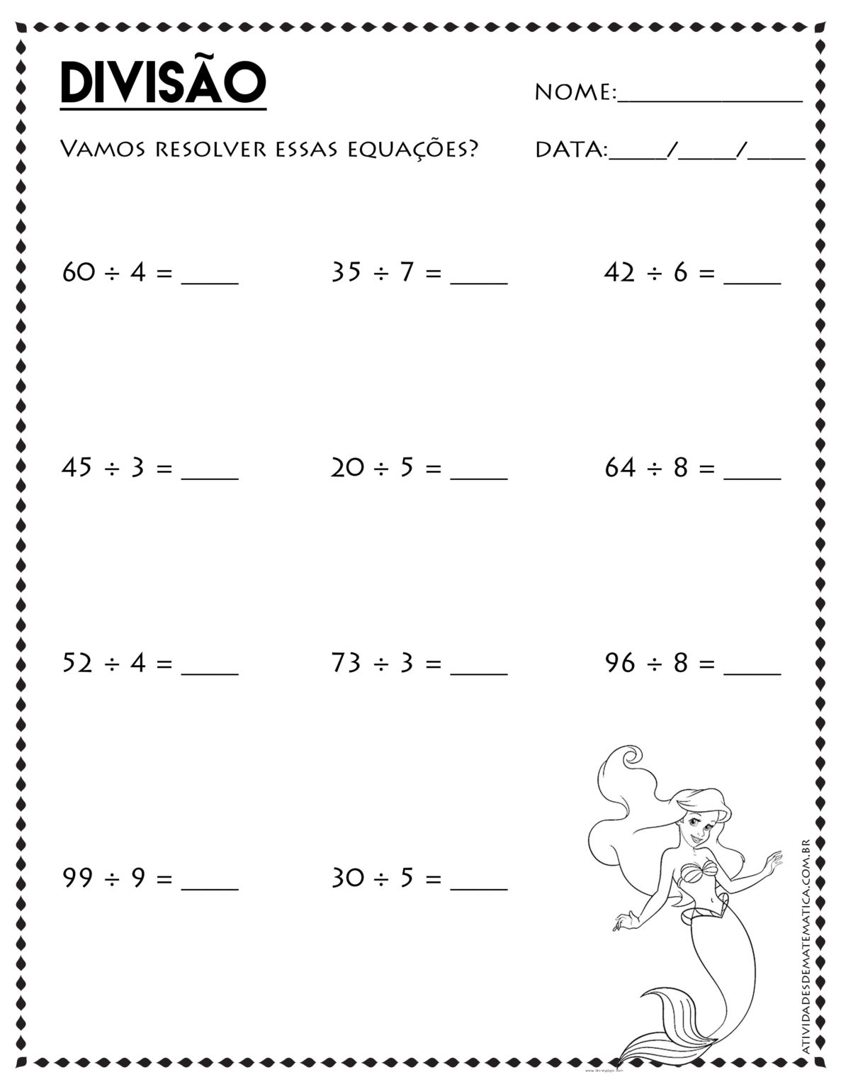 Atividades de Divisão - Atividades de Matematica