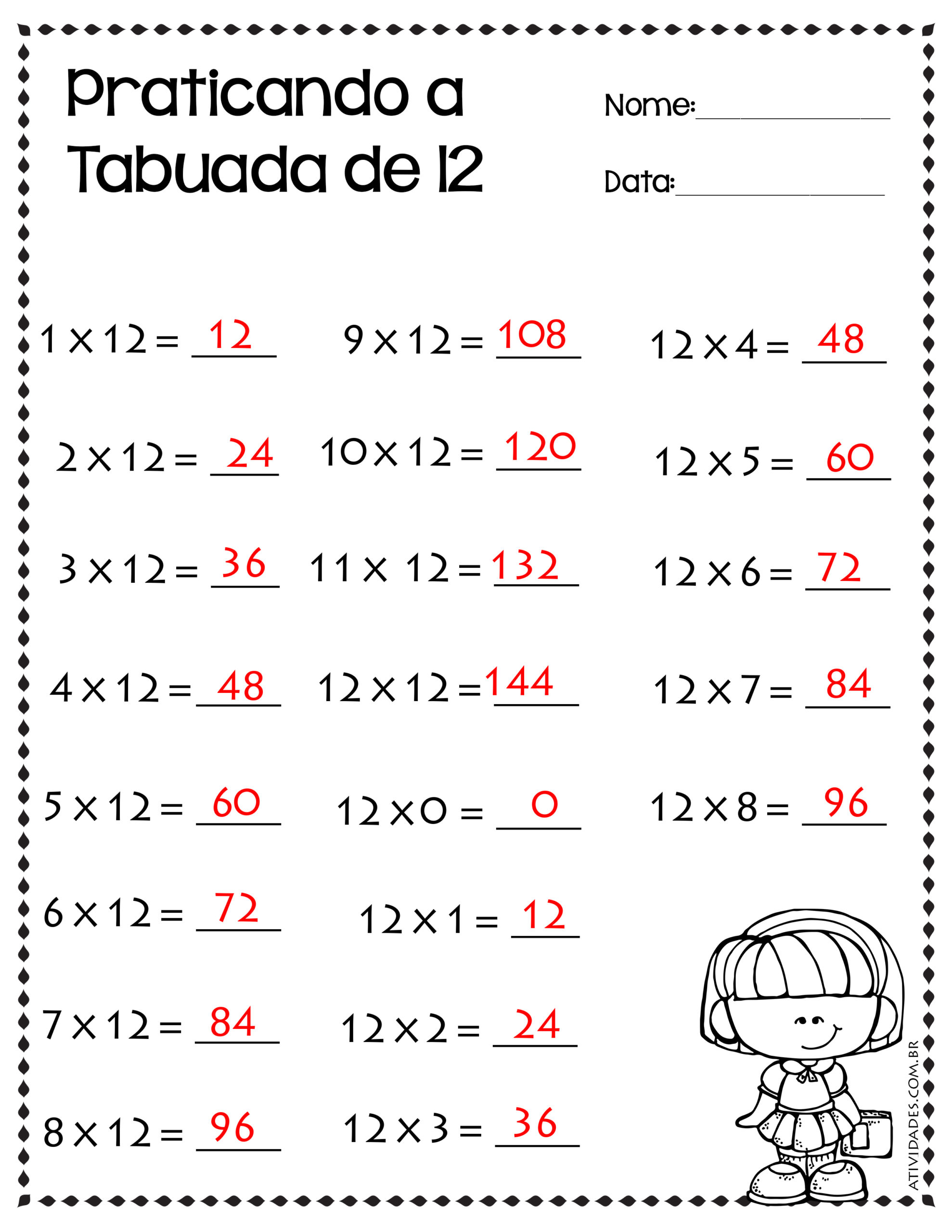 Atividades de Tabuadas - Atividades de Matematica