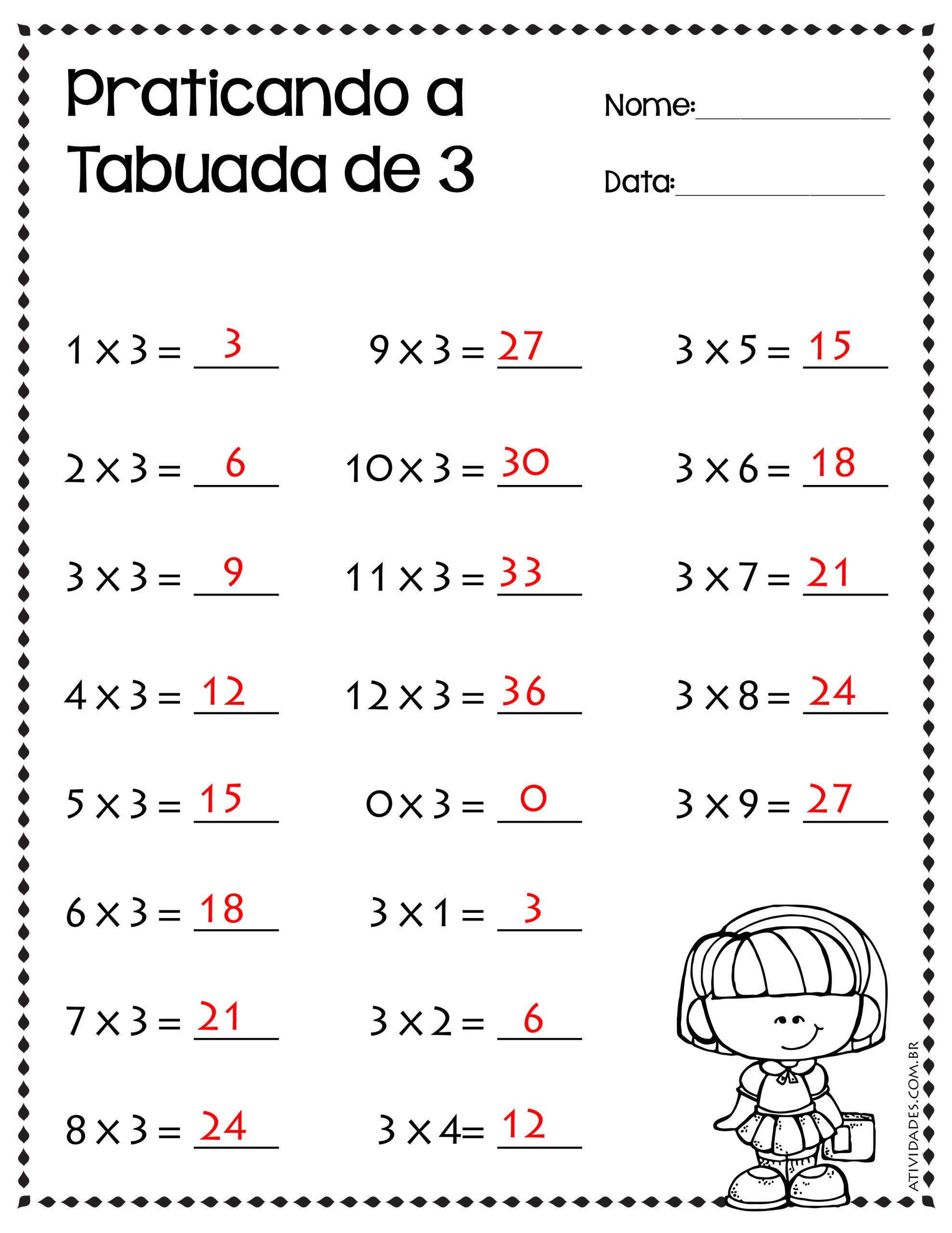 Tabuada de Multiplicação, Divisão e mais: Tabuada para IMPRIMIR