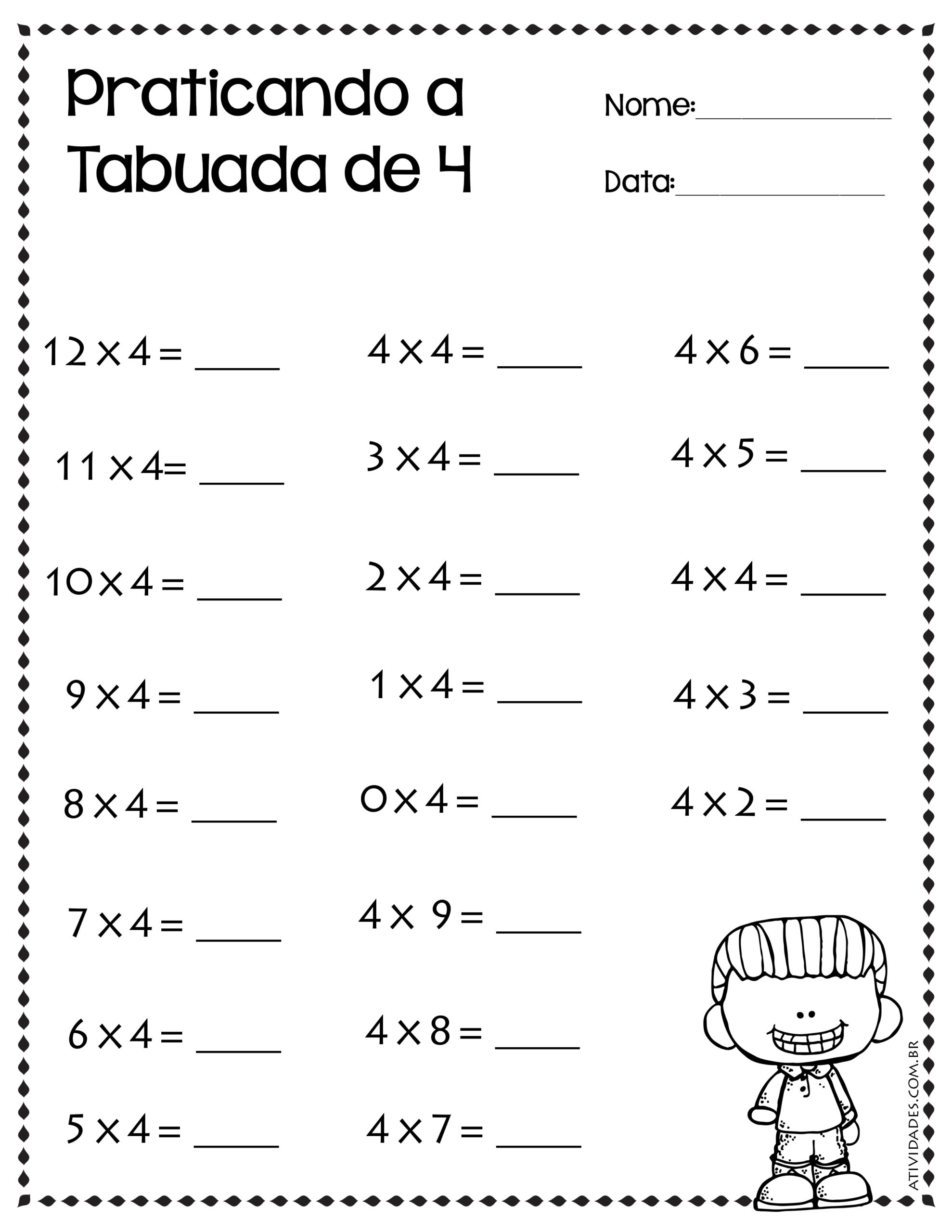 Praticando a Tabuada - Atividades de Matematica