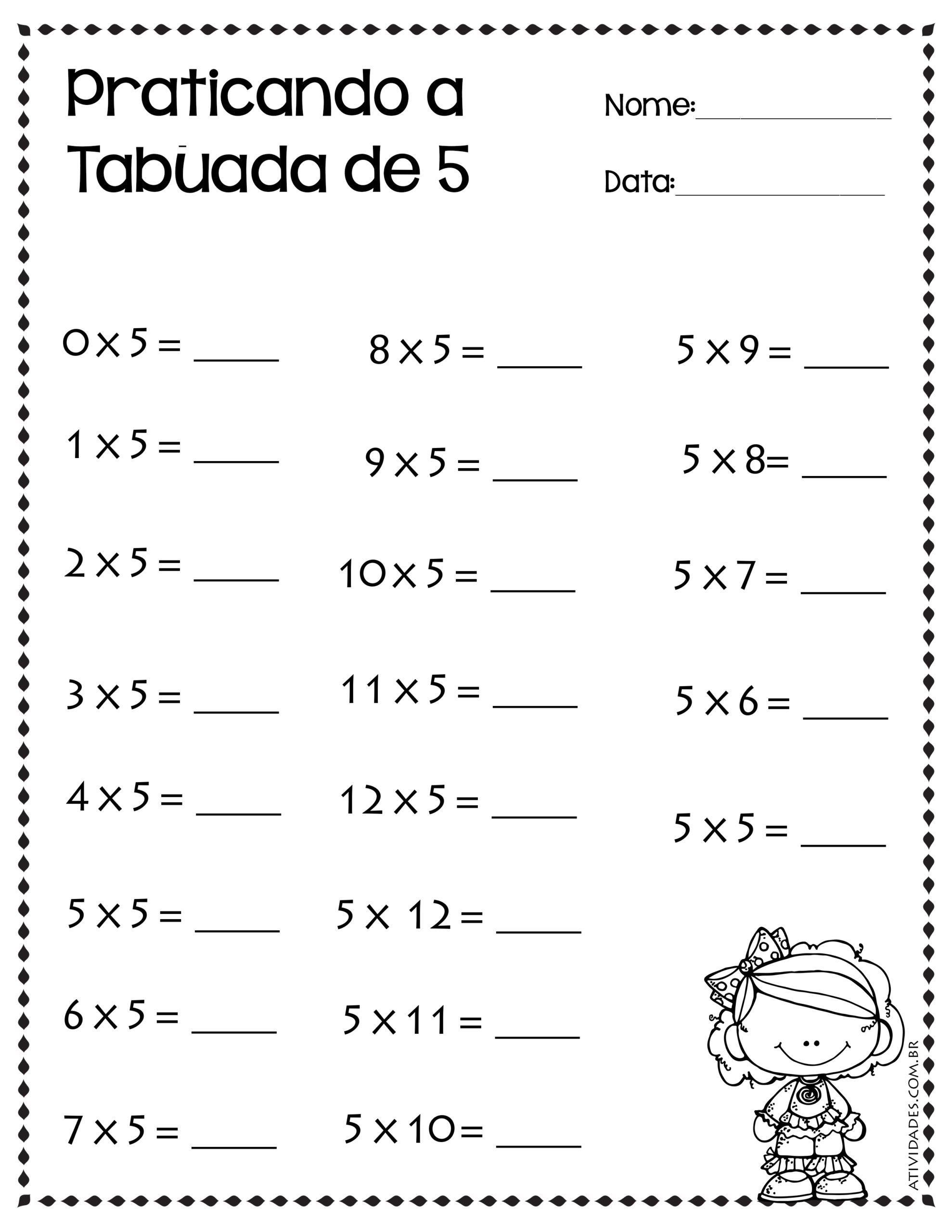 Tabuada do Ouvindo e Aprendendo a tabuada de Multiplicação por Tabuada do CINCO tabuadas