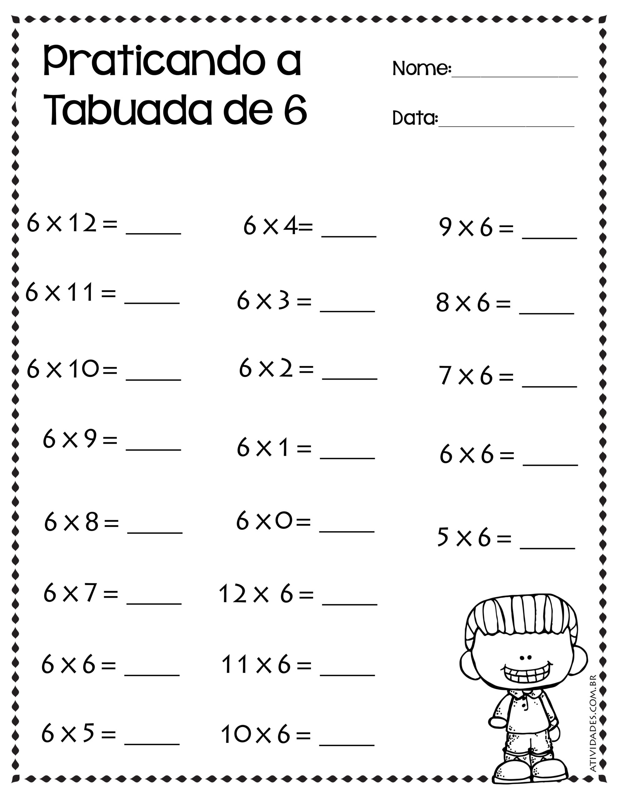 Aprendendo a tabuada de multiplicação de 6 jogando