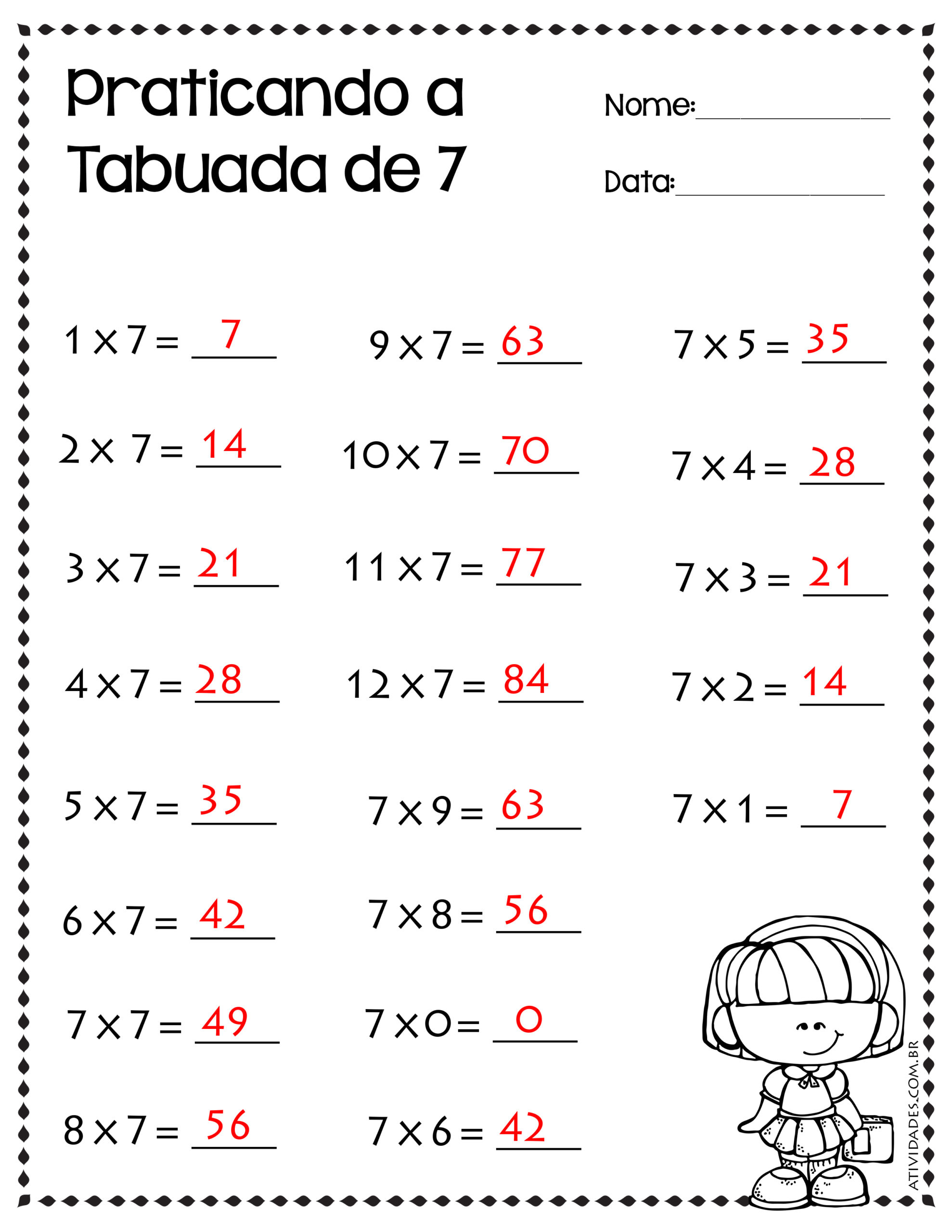 Tabuada para imprimir: 12 modelos de multiplicação