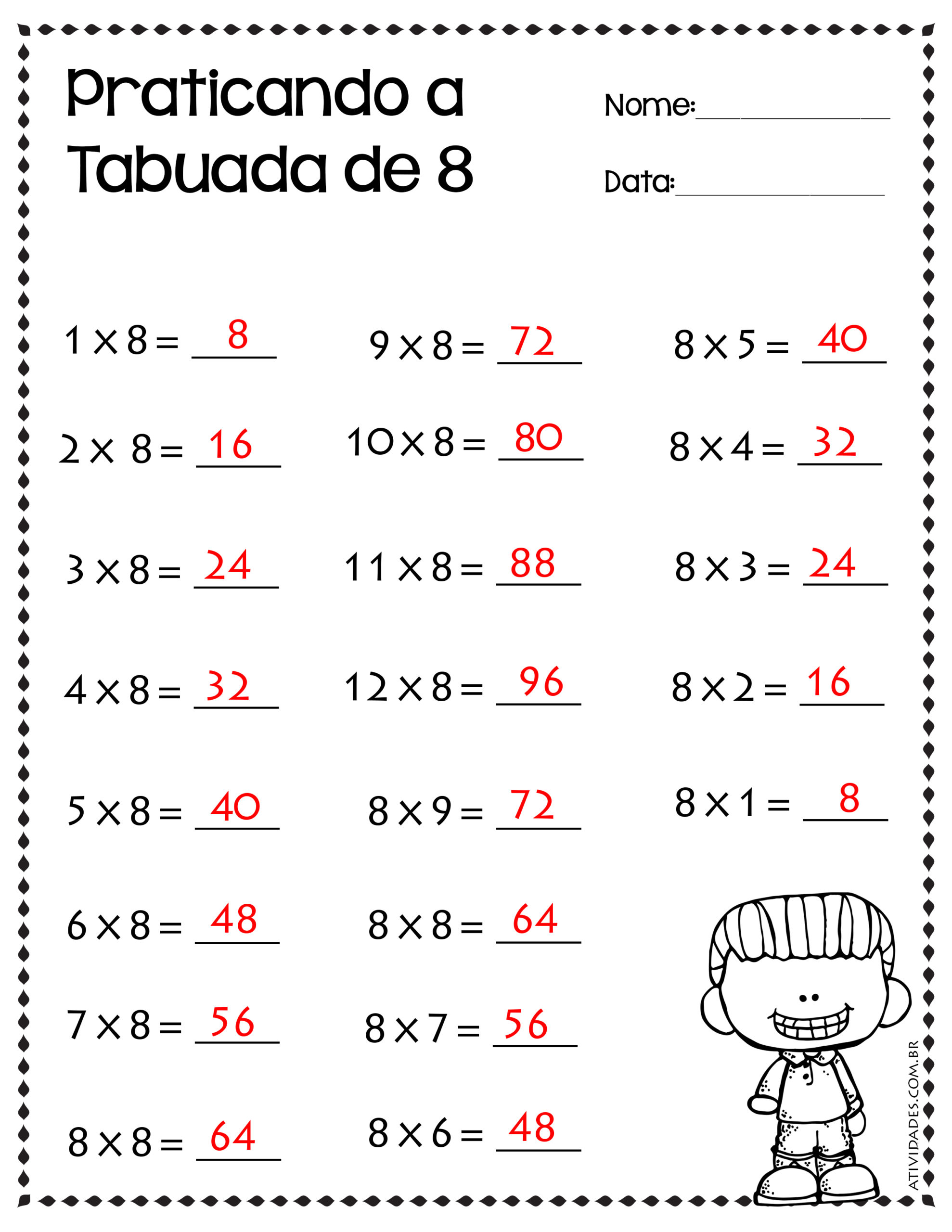 Jogos de Tabuada de Divisão do 8 - Azup