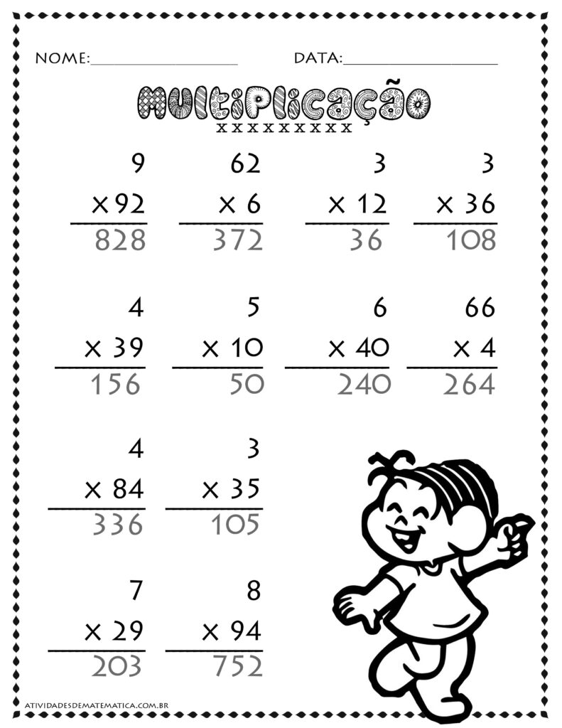 Atividades de Multiplicação – Atividades de Matematica