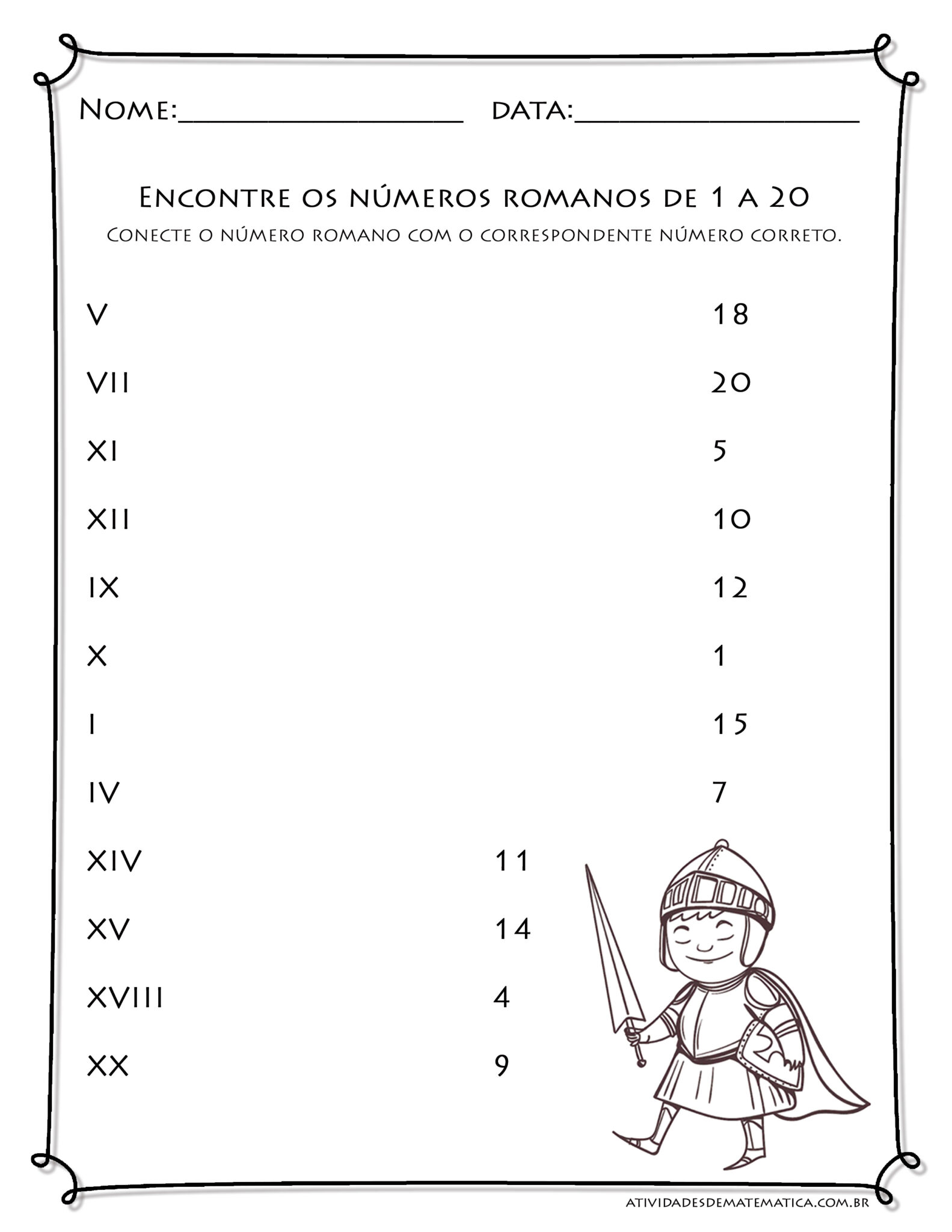 Números Romanos Atividades De Matematica 5922